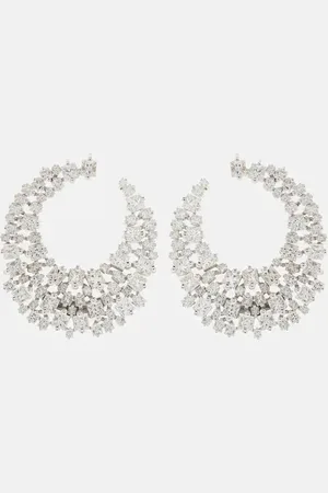 Suzanne Kalan 18kt white gold hoop earrings with diamonds