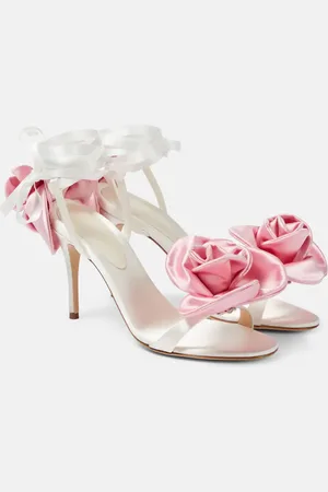 MAGDA BUTRYM Floral-appliquÃ© satin sandals
