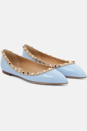 VALENTINO GARAVANI Rockstud patent leather ballet flats