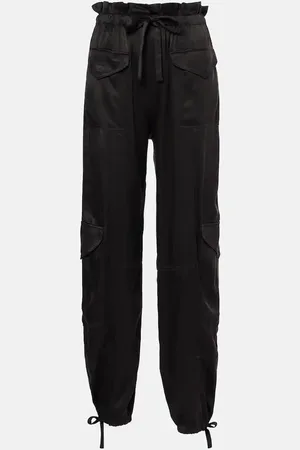 Ganni High-rise satin cargo pants