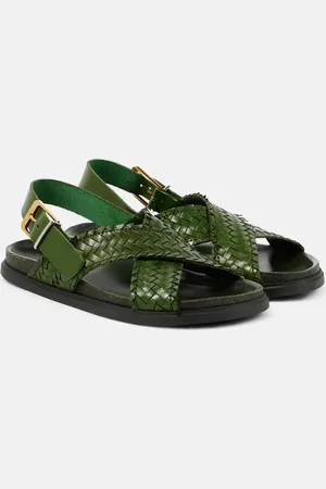The Row Buckle woven leather slingback sandals
