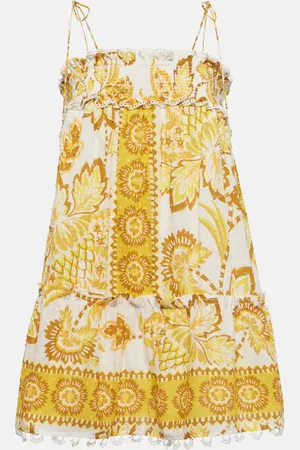 Farm Rio Aura shirred floral cotton minidress