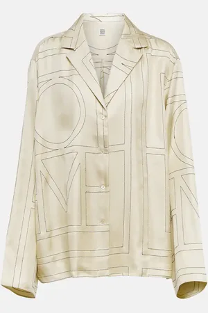 Totême Logo-embroidered silk shirt