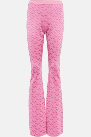 VERSACE La Greca jacquard silk-blend flared pants