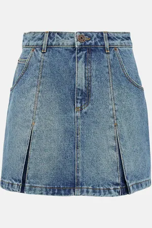 Balmain Pleated denim mini skirt