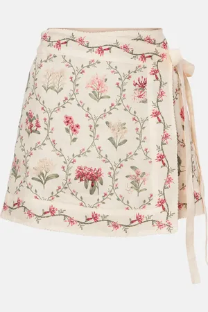 Agua by Agua Bendita Luna floral linen wrap skirt