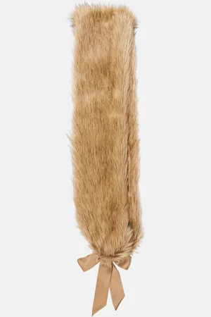 Saint Laurent Bow-detail animal-free fur scarf