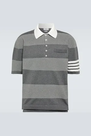 Thom Browne 4-Bar striped cotton polo shirt