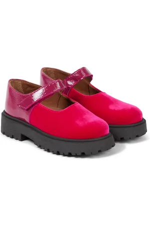 PèPè Leather-trimmed velvet ballet flats