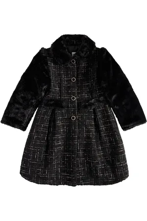 PATACHOU Faux fur and tweed coat
