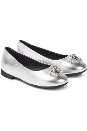 VERSACE La Medusa metallic leather ballet flats