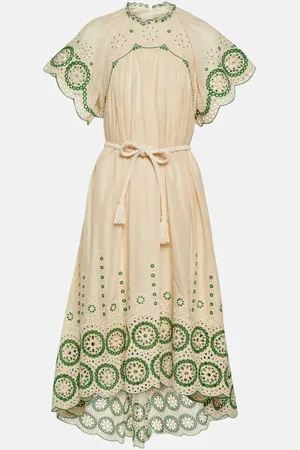 ZIMMERMANN Raie embroidered cotton midi dress
