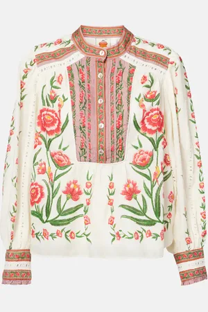 Farm Rio Printed cotton-blend blouse