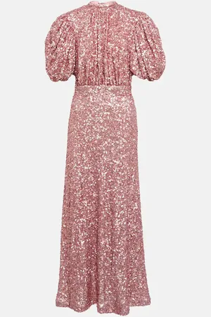 ROTATE Sequined puff-sleeve maxi dress