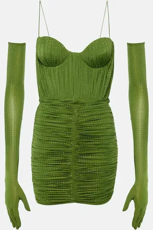 ALEX PERRY Embellished ruched jersey minidress