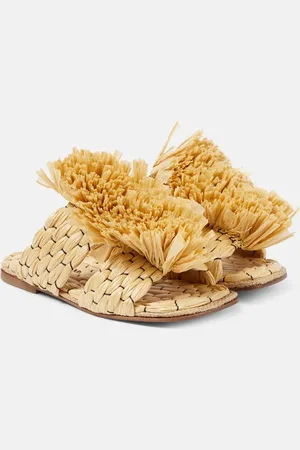 DRIES VAN NOTEN Raffia espadrille slides