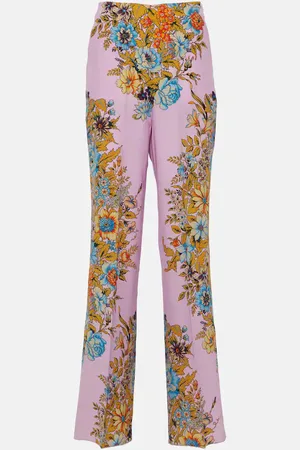 Etro Floral high-rise silk wide-leg pants