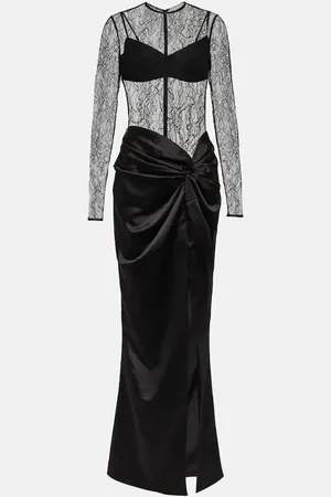 Rasario Draped lace and satin maxi dress