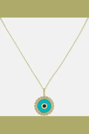 Sydney Evan Large Evil Eye 14kt chain necklace with diamonds and turquoise
