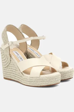 Jimmy Choo Dellena 100 leather-trimmed espadrilles