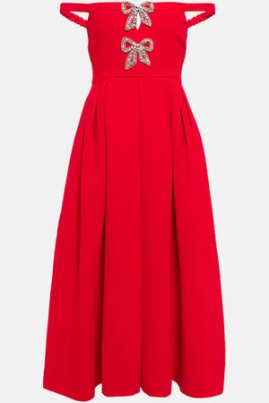 Self-Portrait Embellished off-shoulder midi dress