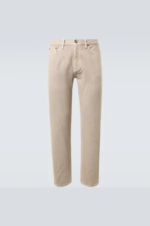 Ermenegildo Zegna Leather-trimmed cotton straight pants