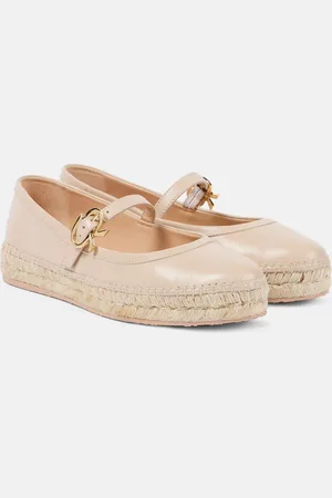 Gianvito Rossi Leather and raffia espadrilles