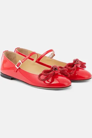 Mach & Mach Bow-detail patent leather Mary Jane flats