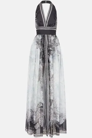Elie saab Printed silk chiffon maxi dress