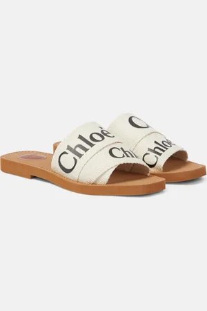Chloé Woody canvas slides