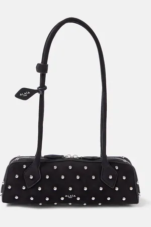 Alaïa Le Teckel Small studded suede shoulder bag