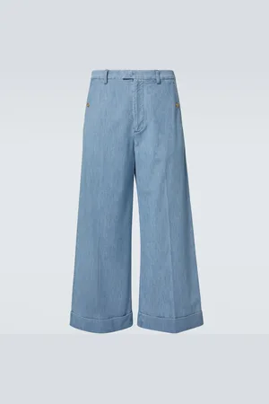 VALENTINO Cropped wide-leg denim pants