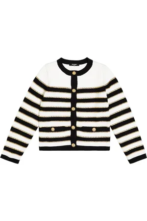 Balmain Striped wool-blend cardigan