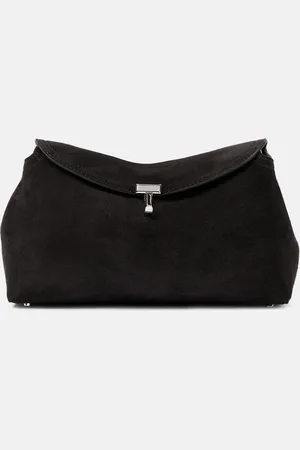 Totême T-Lock suede clutch
