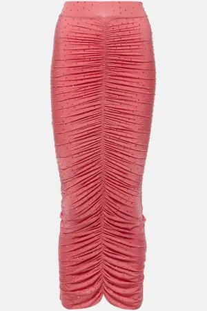 ALEX PERRY Embellished ruched jersey maxi skirt
