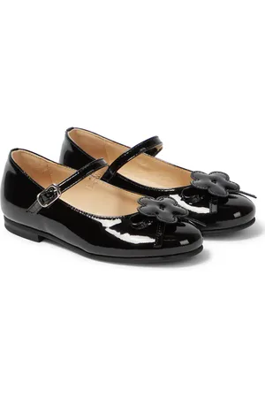 Il gufo Floral-appliquÃ© patent leather ballet flats