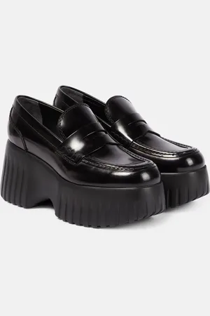 Hogan H-Stripes wedge leather loafers