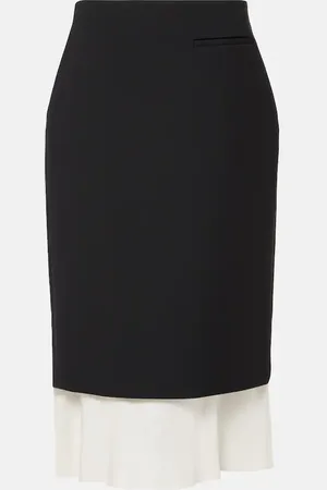 Rohe Silk-trimmed wool-blend pencil skirt