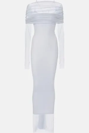 CHRISTOPHER ESBER Veiled off-shoulder tulle maxi dress