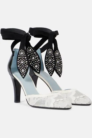 VALENTINO GARAVANI Foliefoliage 85 lace and suede pumps