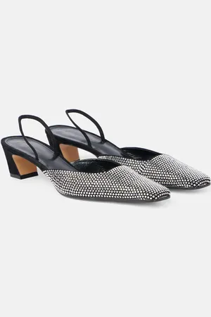 Khaite Roosevelt embellished leather slingback pumps