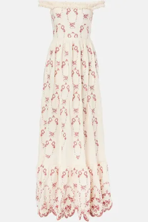 Agua by Agua Bendita Achiote Florero embroidered linen maxi dress