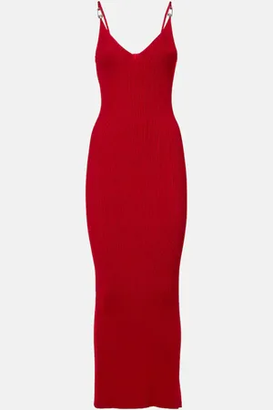 VERSACE Ribbed-knit slip dress