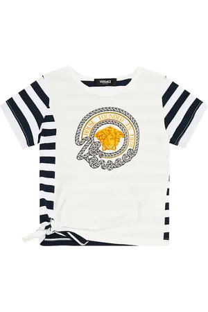 VERSACE Printed striped cotton jersey T-shirt