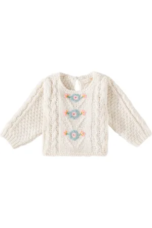 Louise Misha Vinia cable-knit embroidered sweater