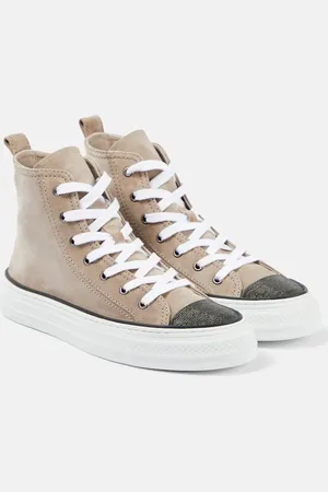 Brunello Cucinelli Monili-embellished high-top suede sneakers