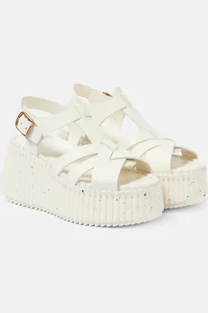 Chloé Nama 80 leather wedge sandals