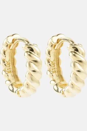 STONE AND STRAND Brioche 10kt yellow hoop earrings