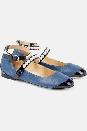 Mach & Mach Embellished denim Mary Jane flats