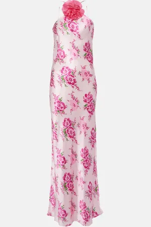 RODARTE Floral-appliquÃ© silk maxi dress